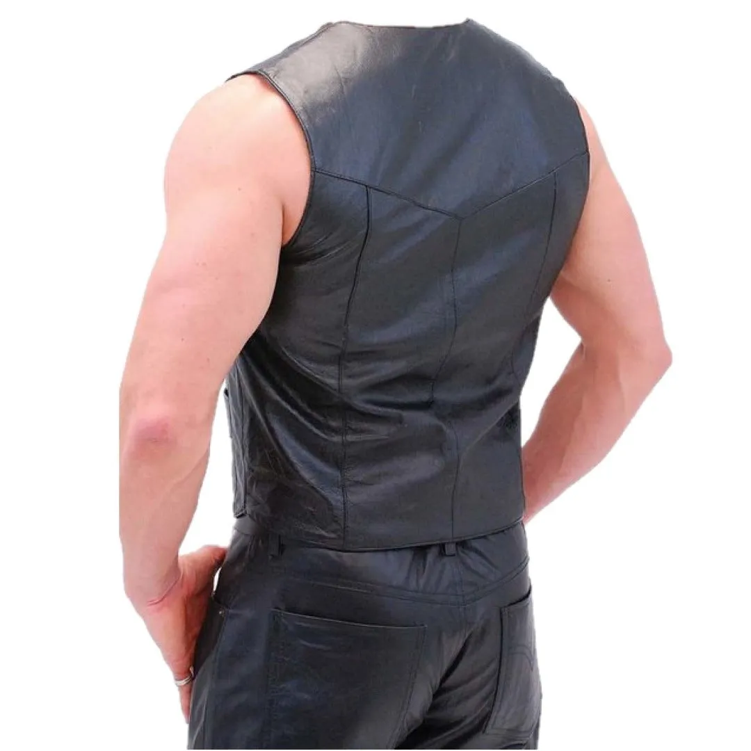 Casual Leather Vest Front Button Clousre
