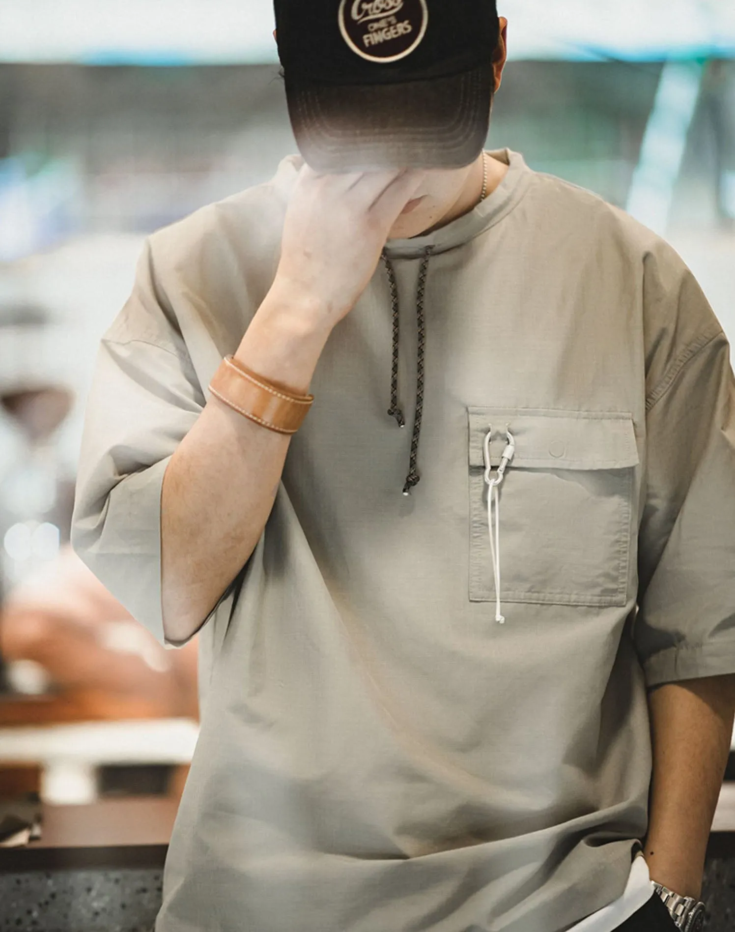 Casual Mountain Push Bag Loose Breathable Men's T-shirt