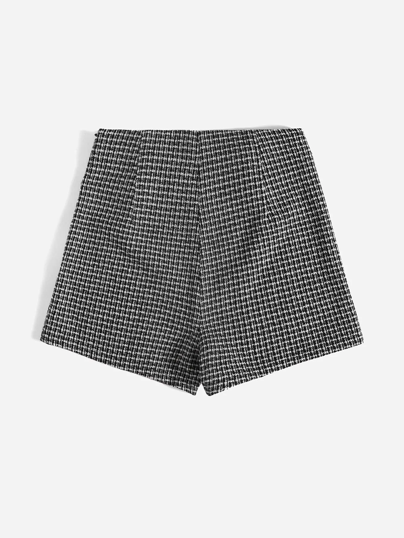 Casual Plaid Double Button High Waist Women Shorts