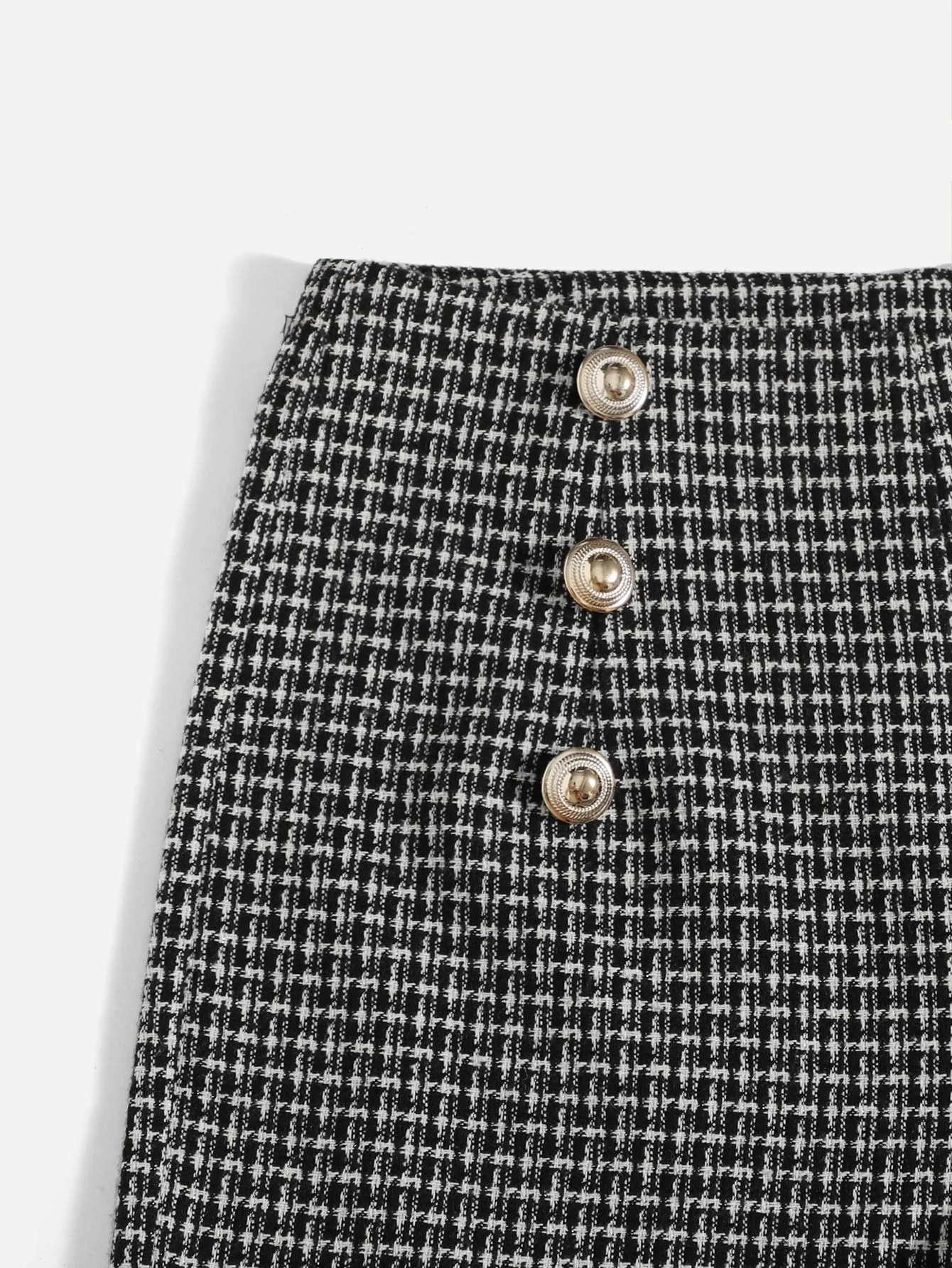 Casual Plaid Double Button High Waist Women Shorts