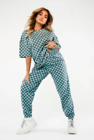 CHECKERBOARD SWEAT - TEAL