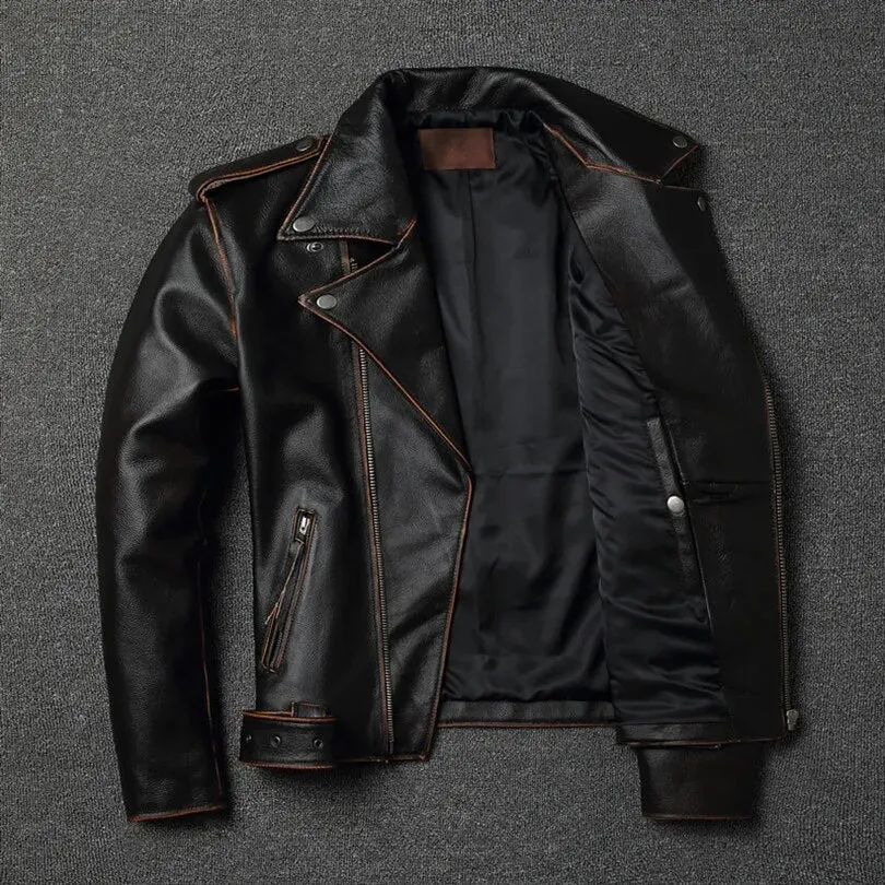 Classic biker genuine leather jacket.