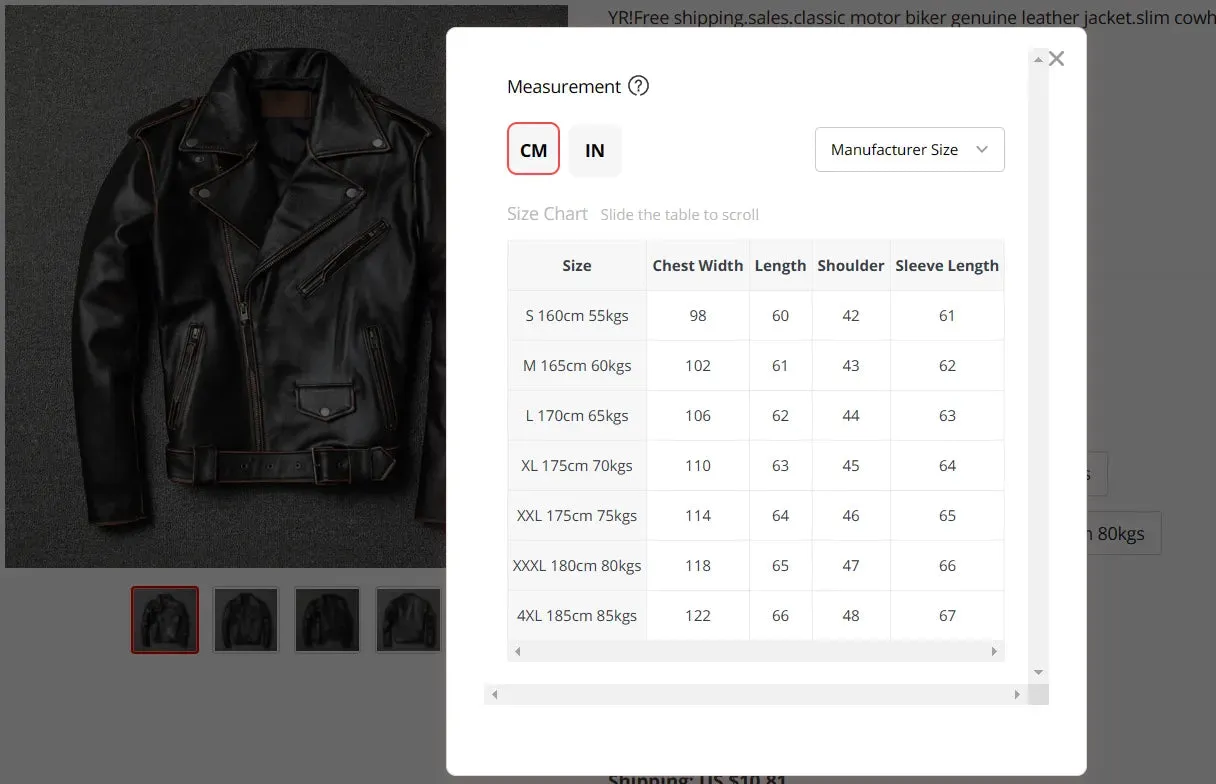 Classic biker genuine leather jacket.