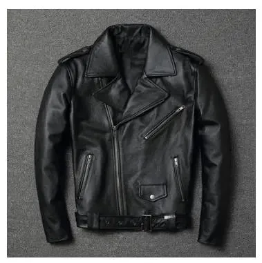 Classic biker genuine leather jacket.