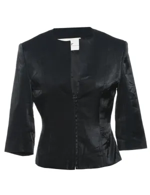 Classic Black Zip-Front Evening Jacket - S