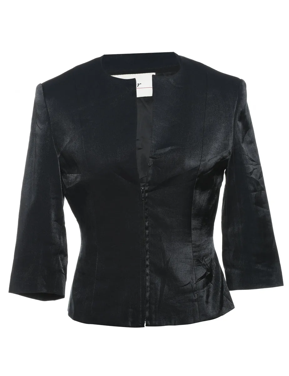 Classic Black Zip-Front Evening Jacket - S