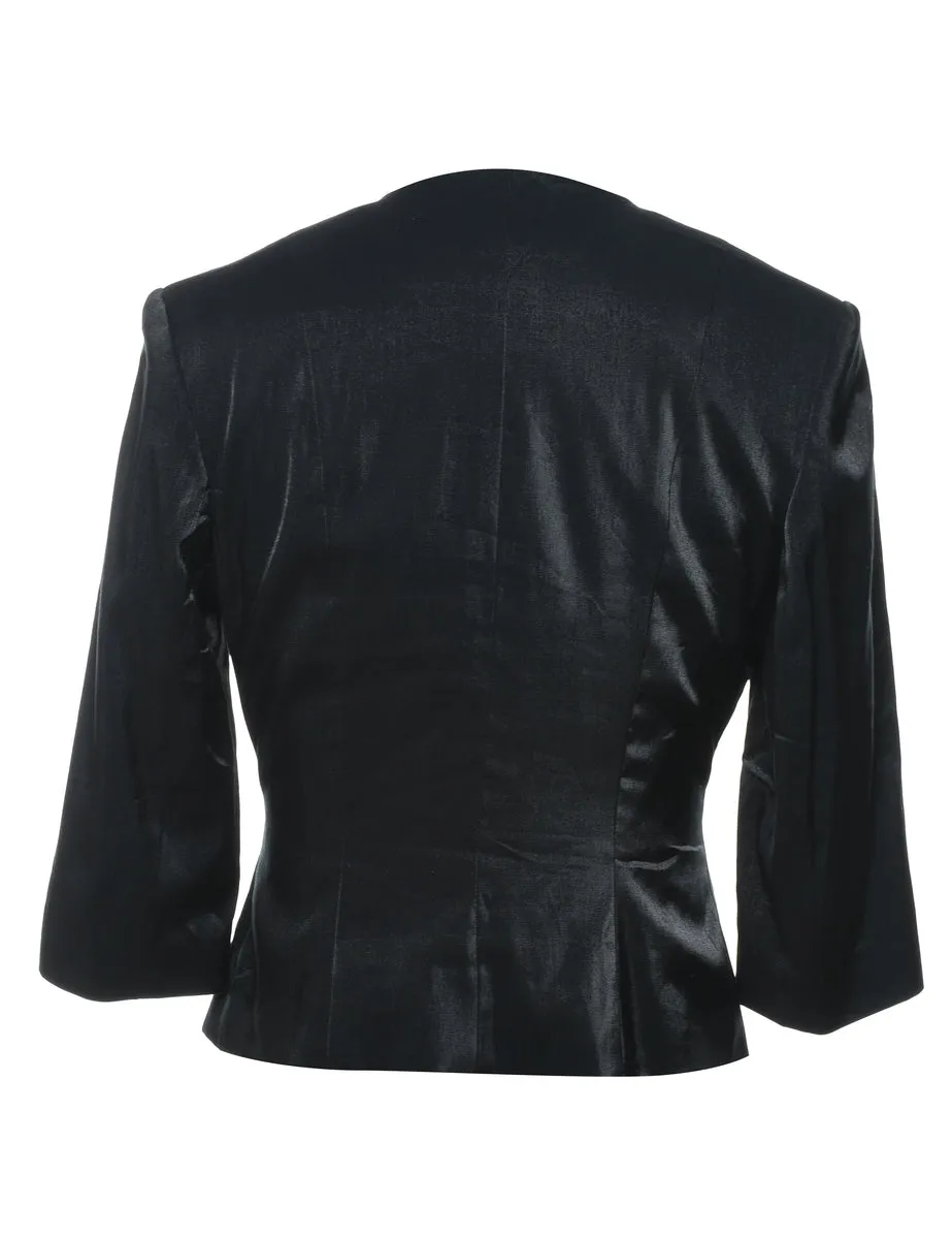Classic Black Zip-Front Evening Jacket - S