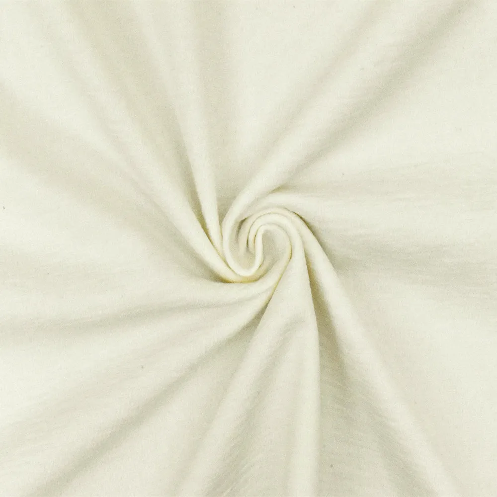 Classic Ivory Slubbed Stretch Brushed French Terry Fleece Knit Fabric