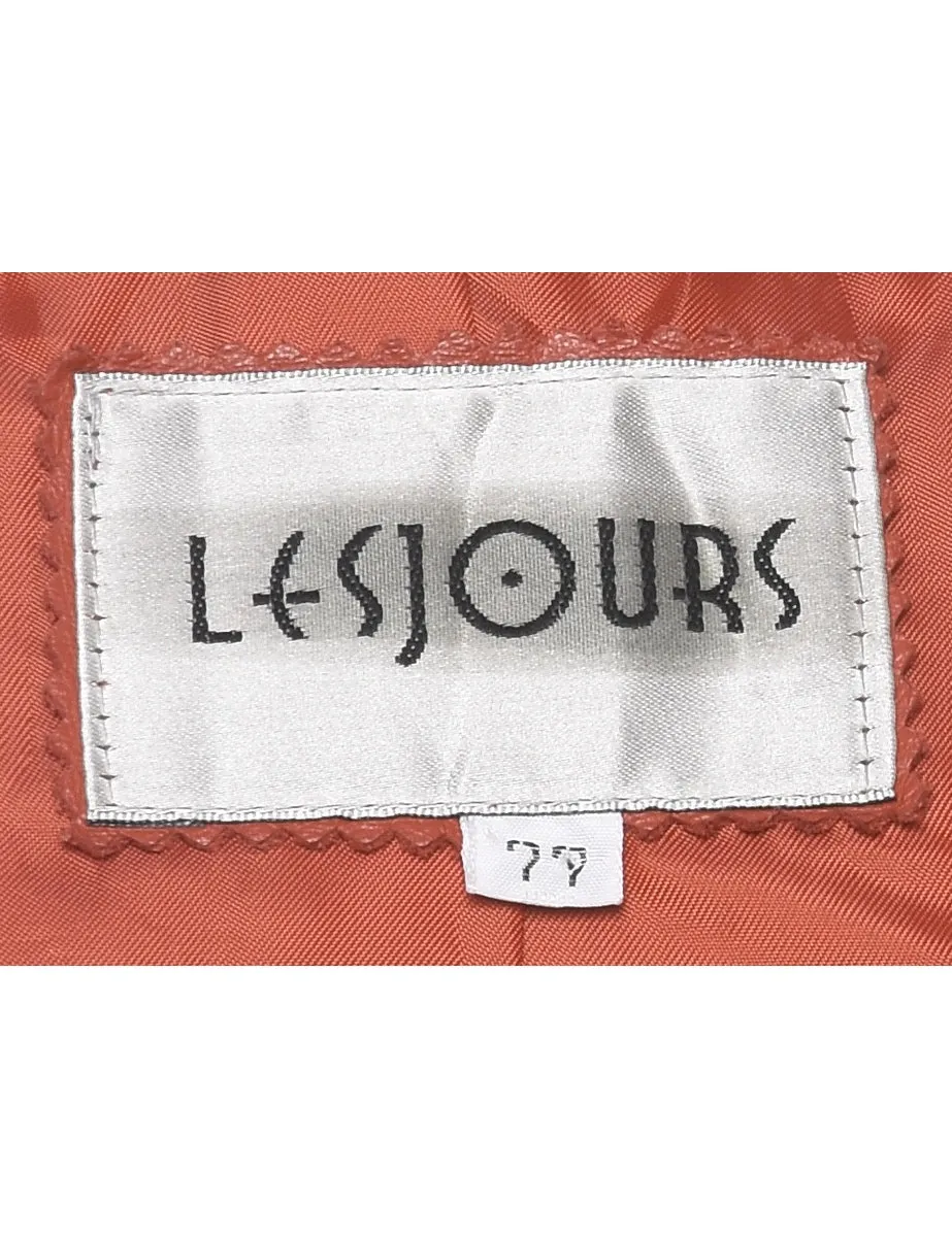 Classic Maroon Leather Jacket - S