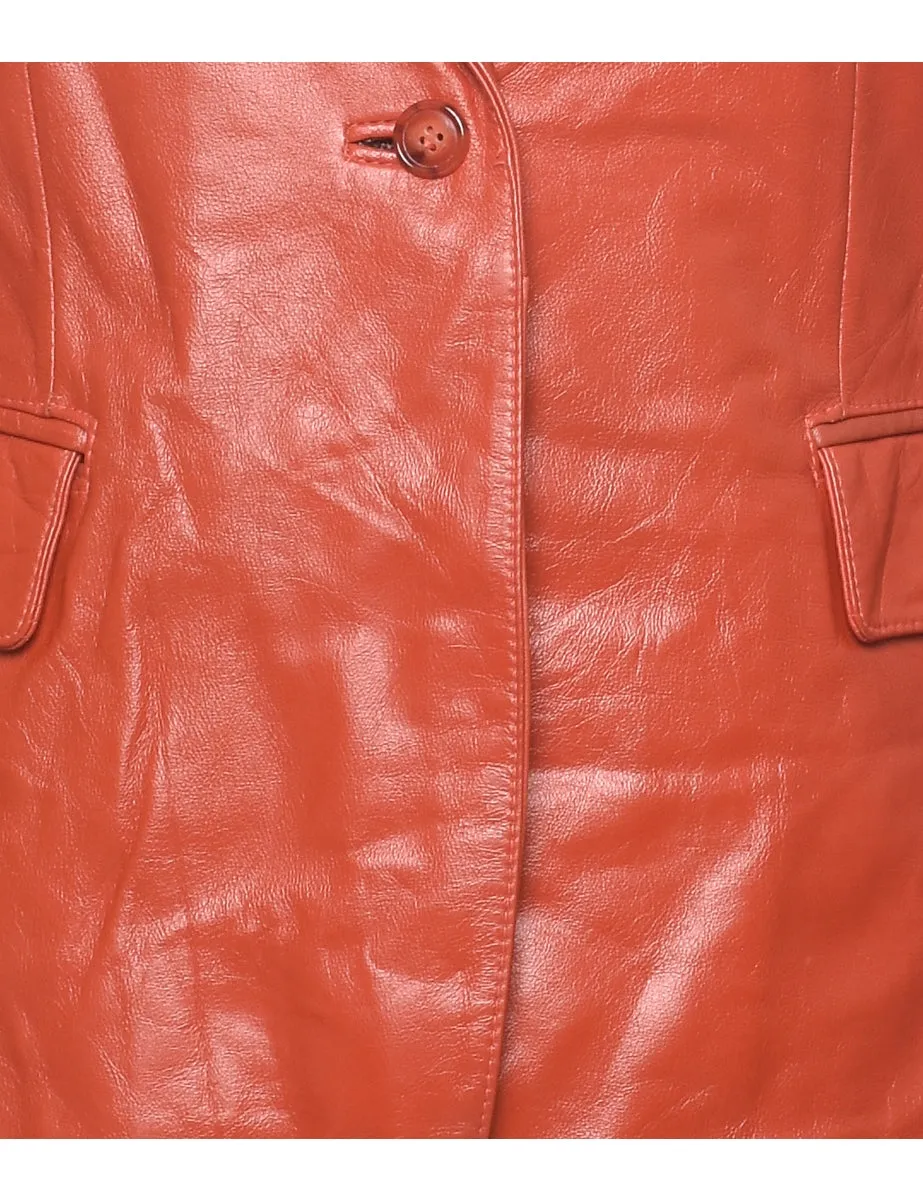 Classic Maroon Leather Jacket - S