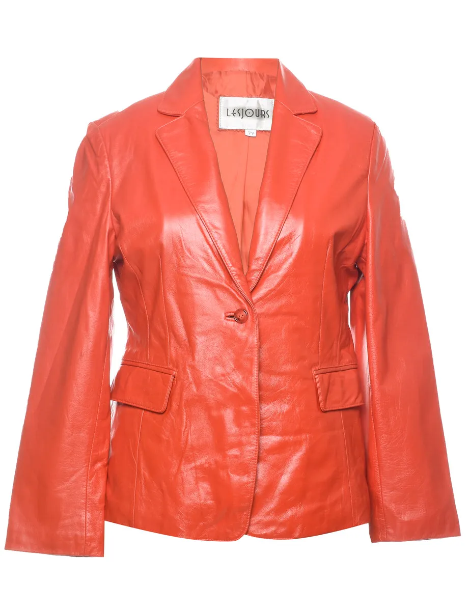 Classic Maroon Leather Jacket - S