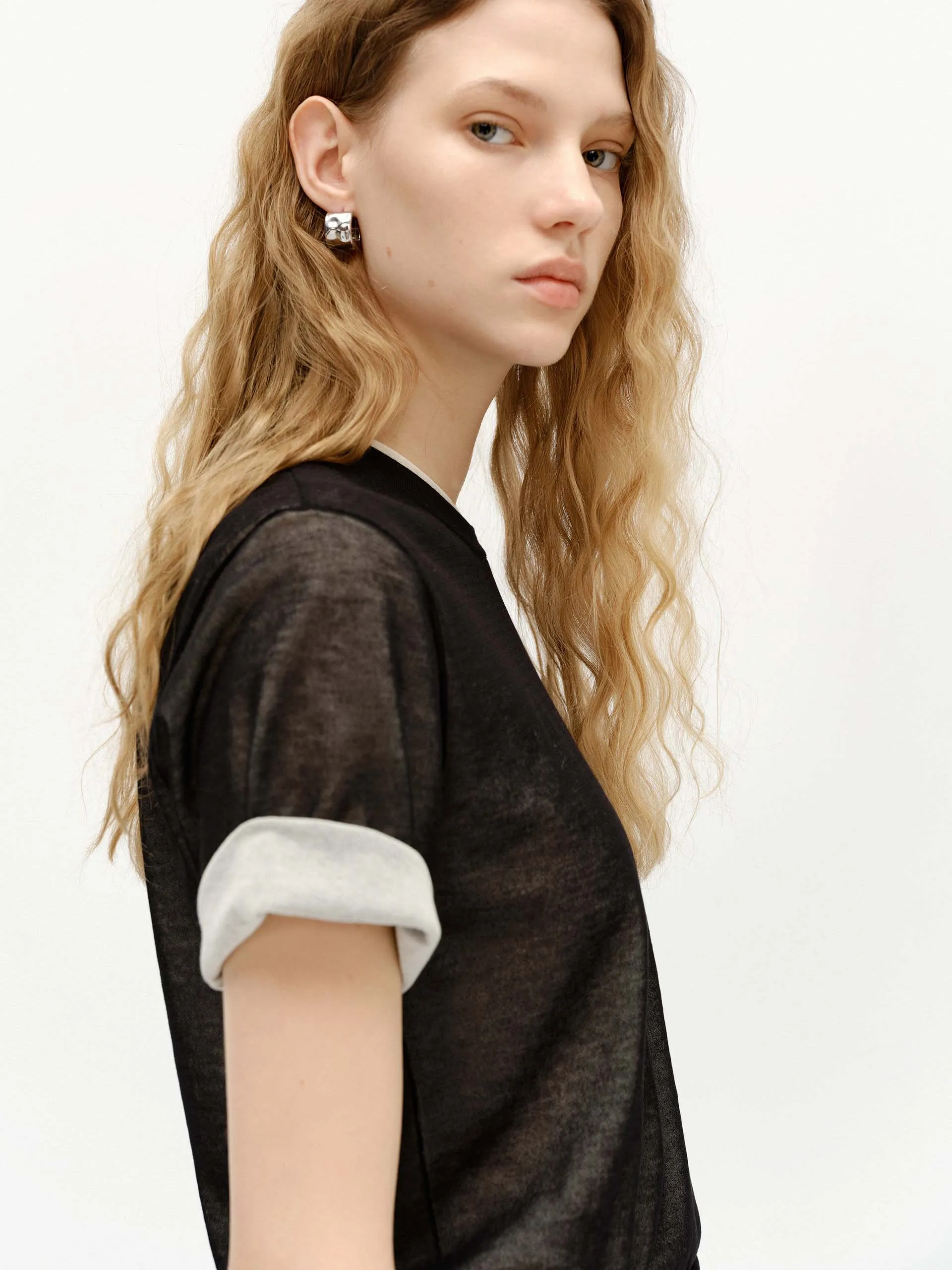 Cotton Blend Layered Top