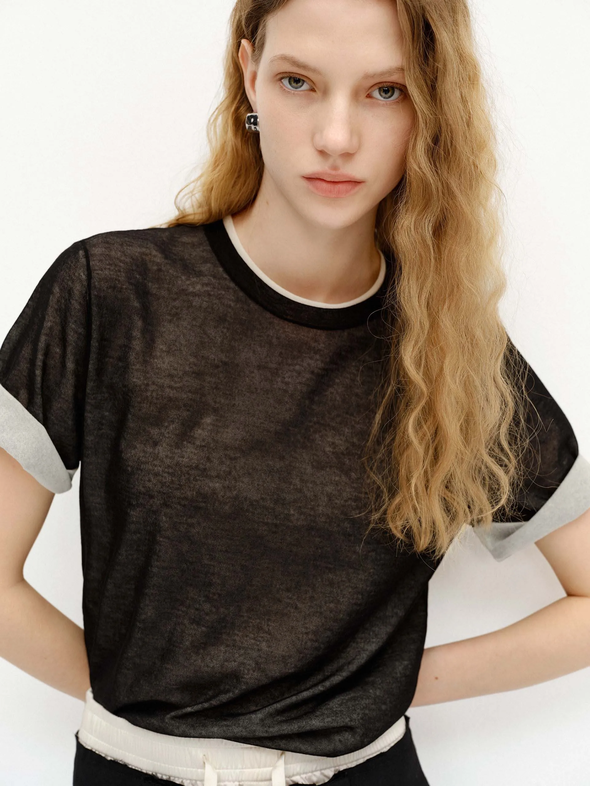 Cotton Blend Layered Top