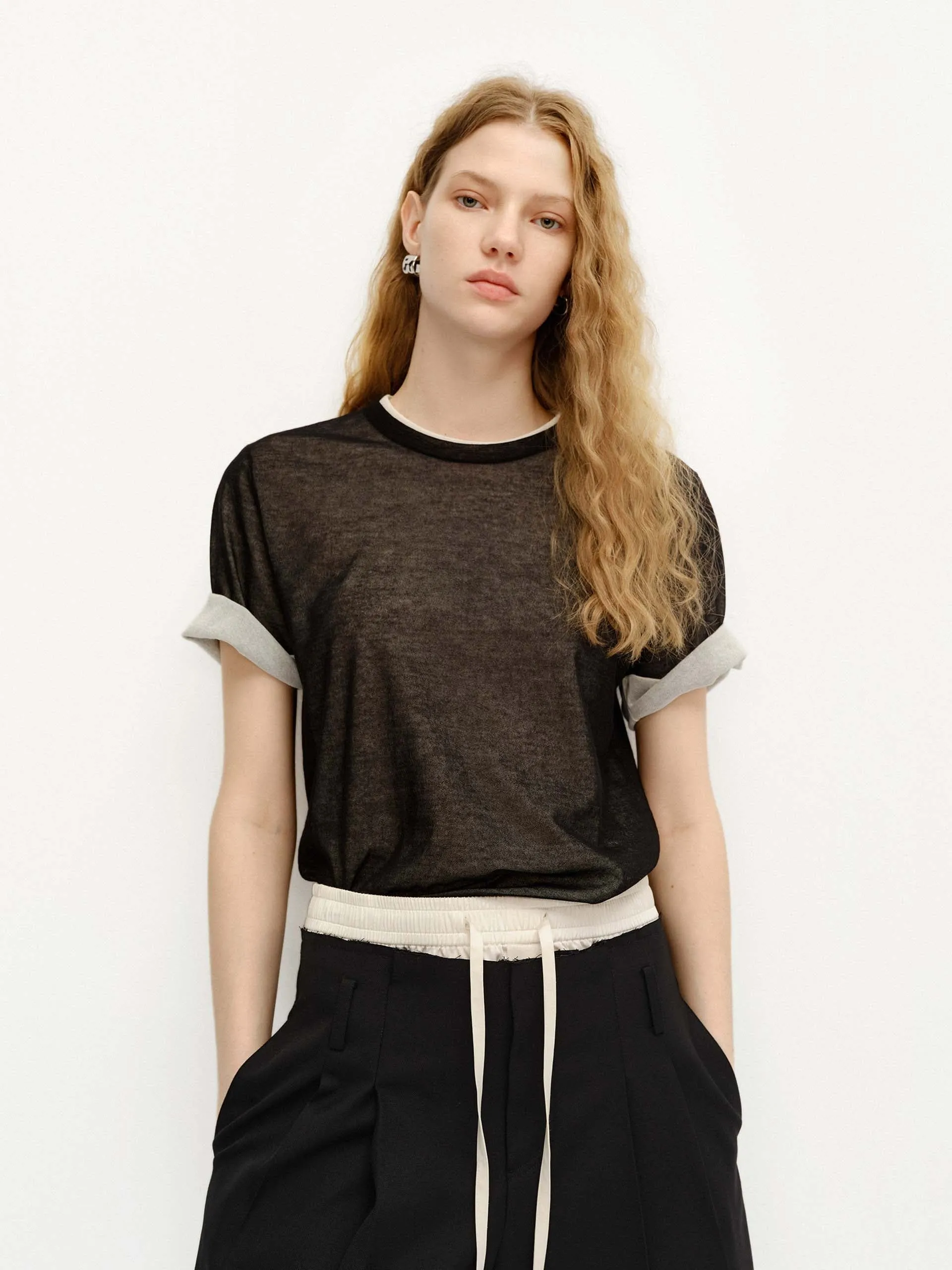Cotton Blend Layered Top