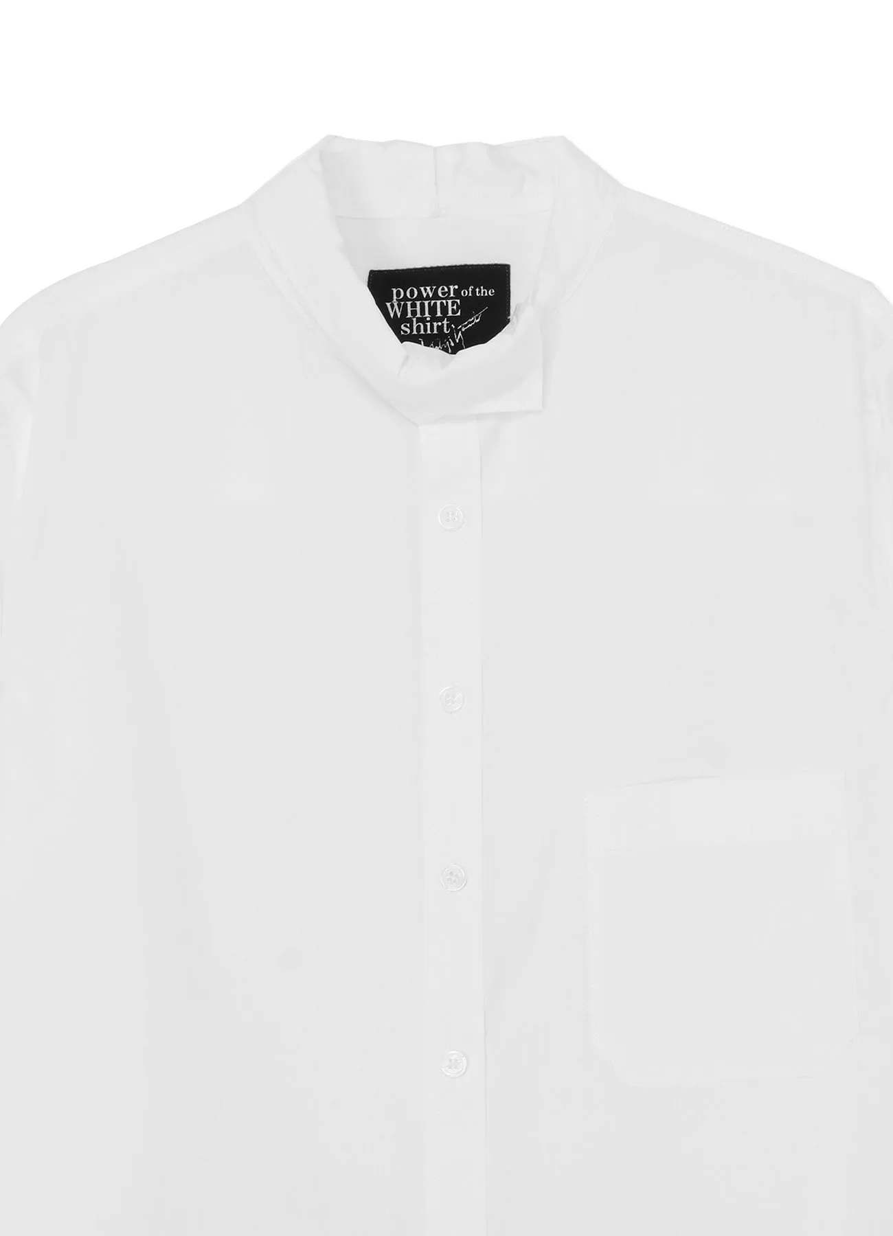 COTTON BROADCLOTH ASYMMETRIC COLLAR SHIRT