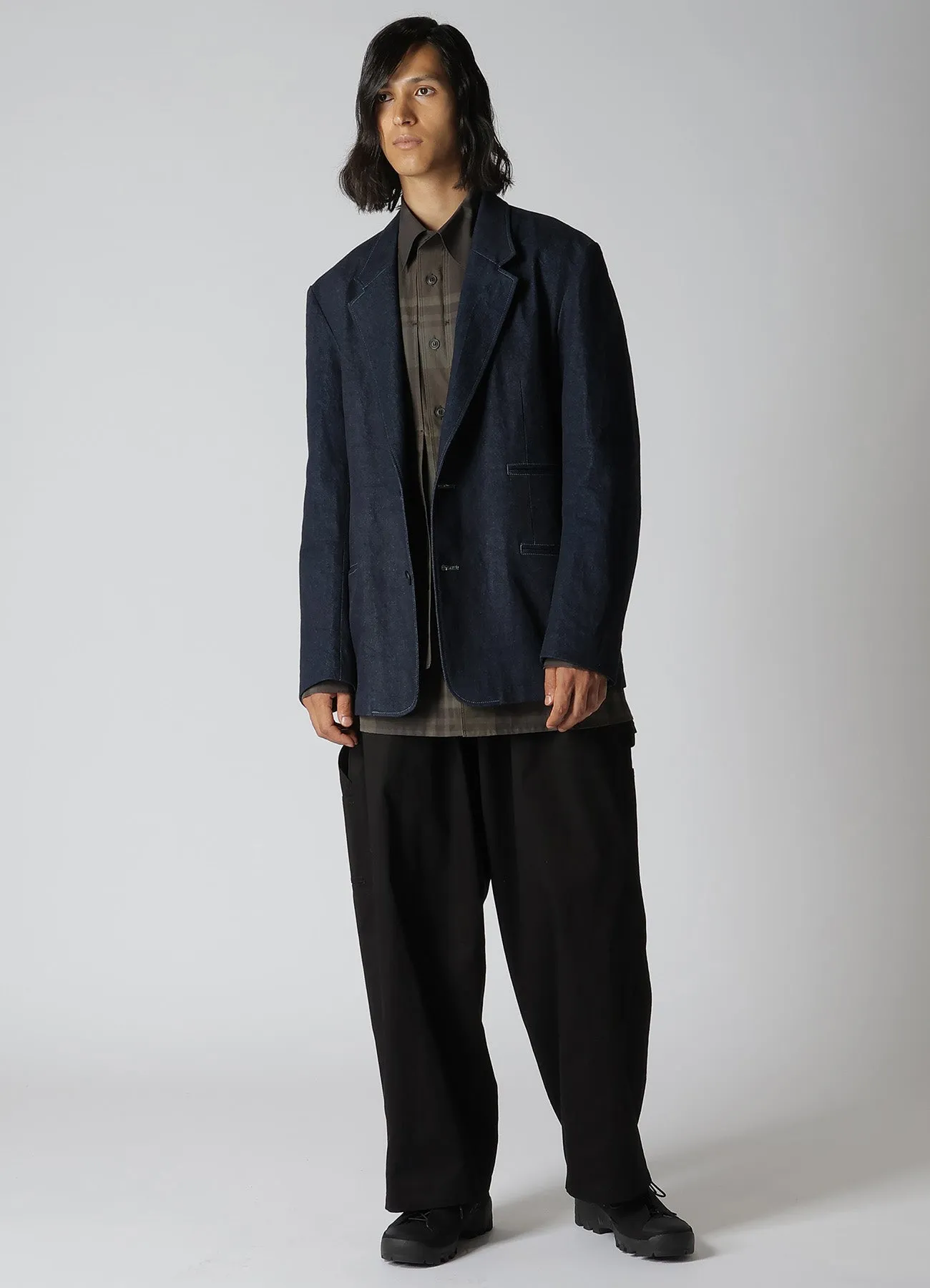 COTTON SILK SHIRT WITH PLAID POCKET