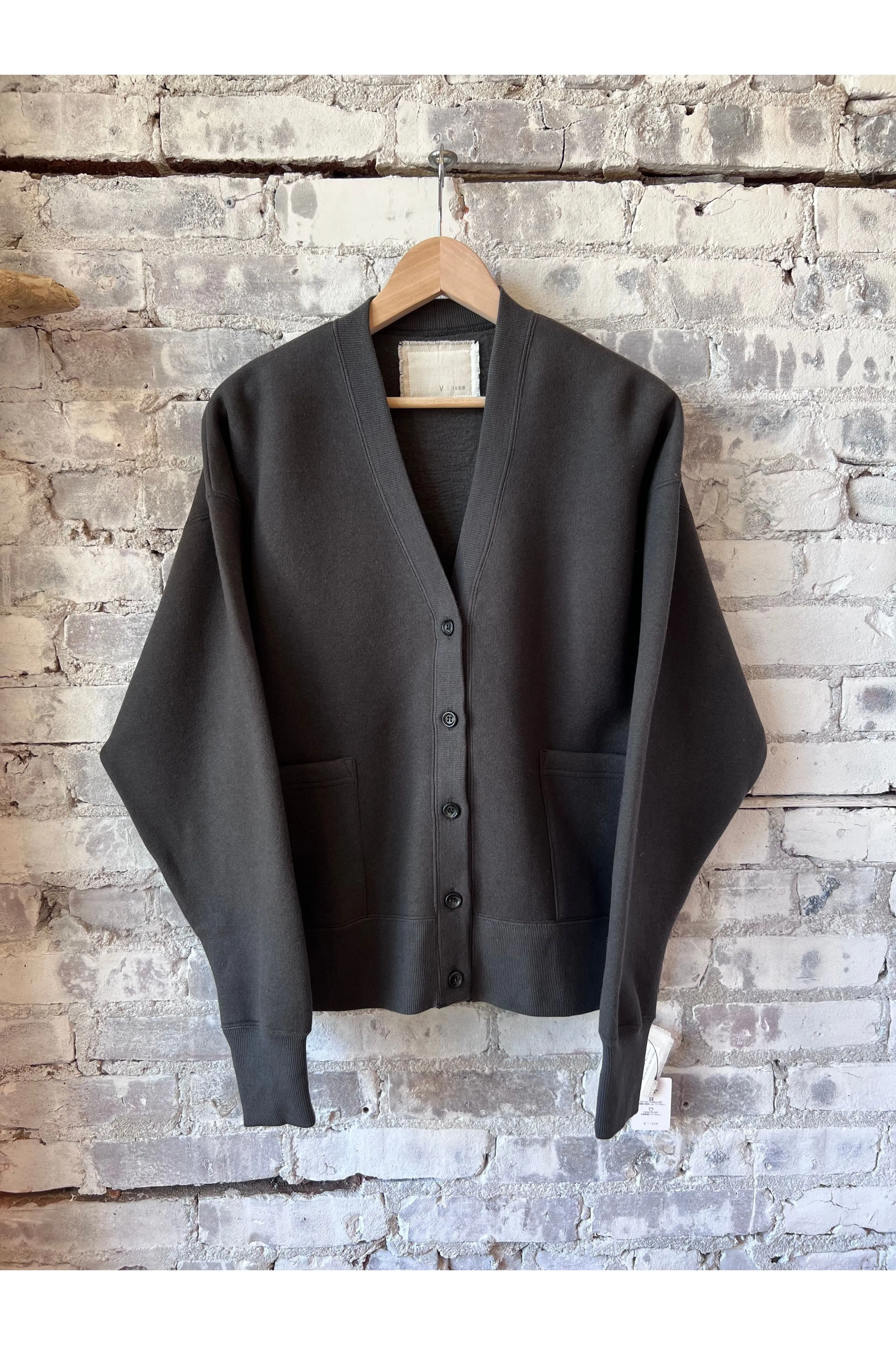 Cotton Tencel Brushed Fleece Cardigan - Dark Charcoal