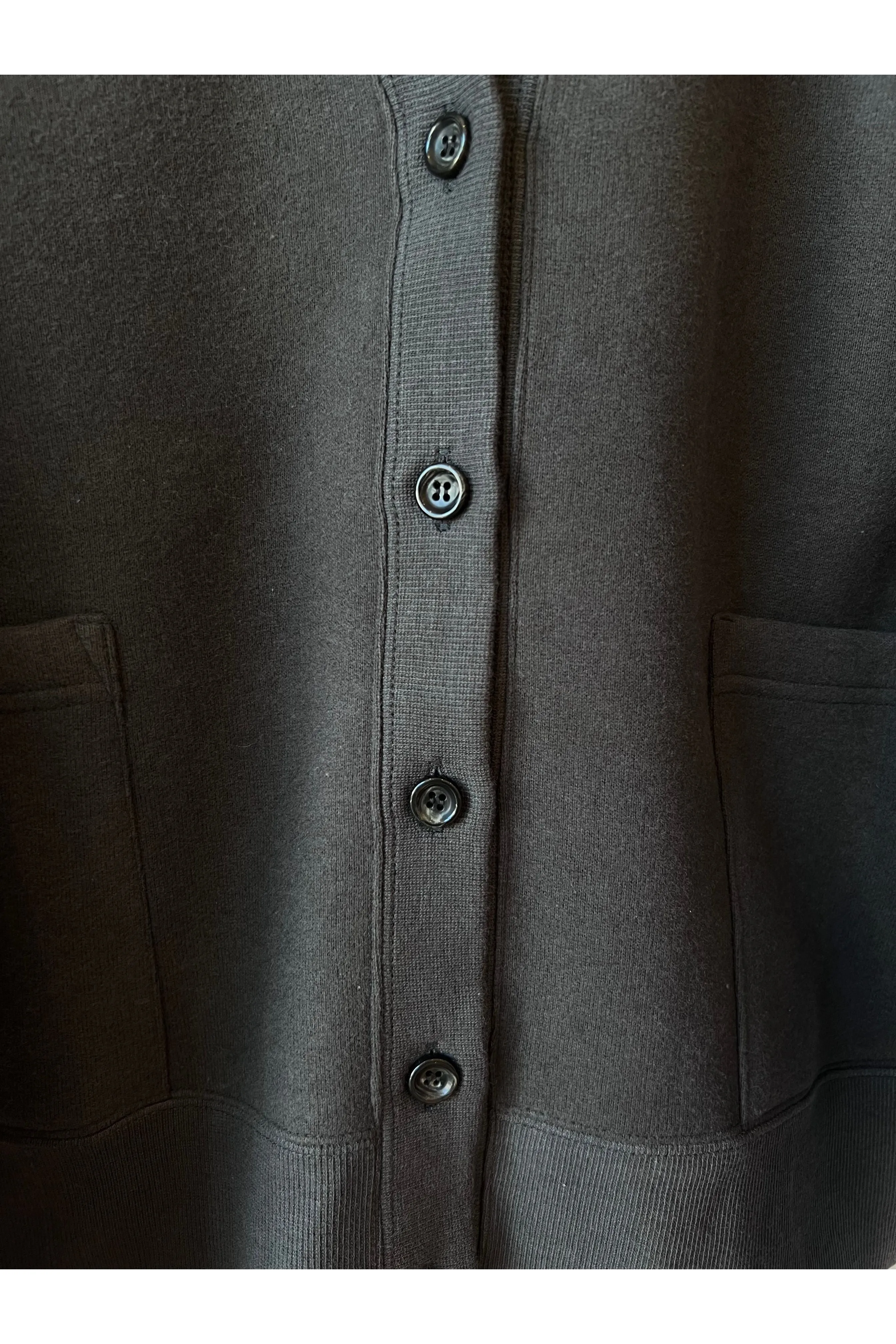 Cotton Tencel Brushed Fleece Cardigan - Dark Charcoal