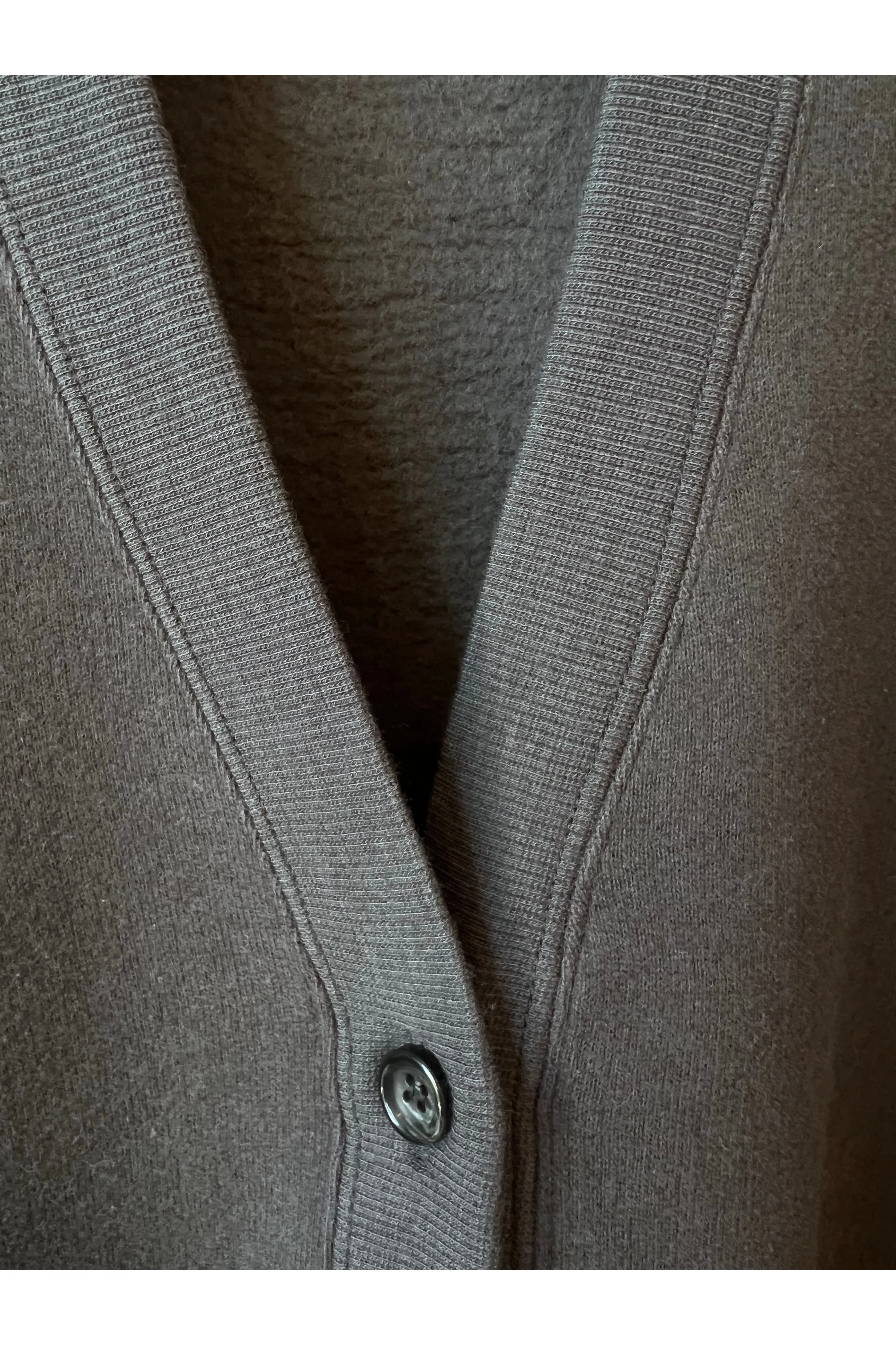 Cotton Tencel Brushed Fleece Cardigan - Dark Charcoal