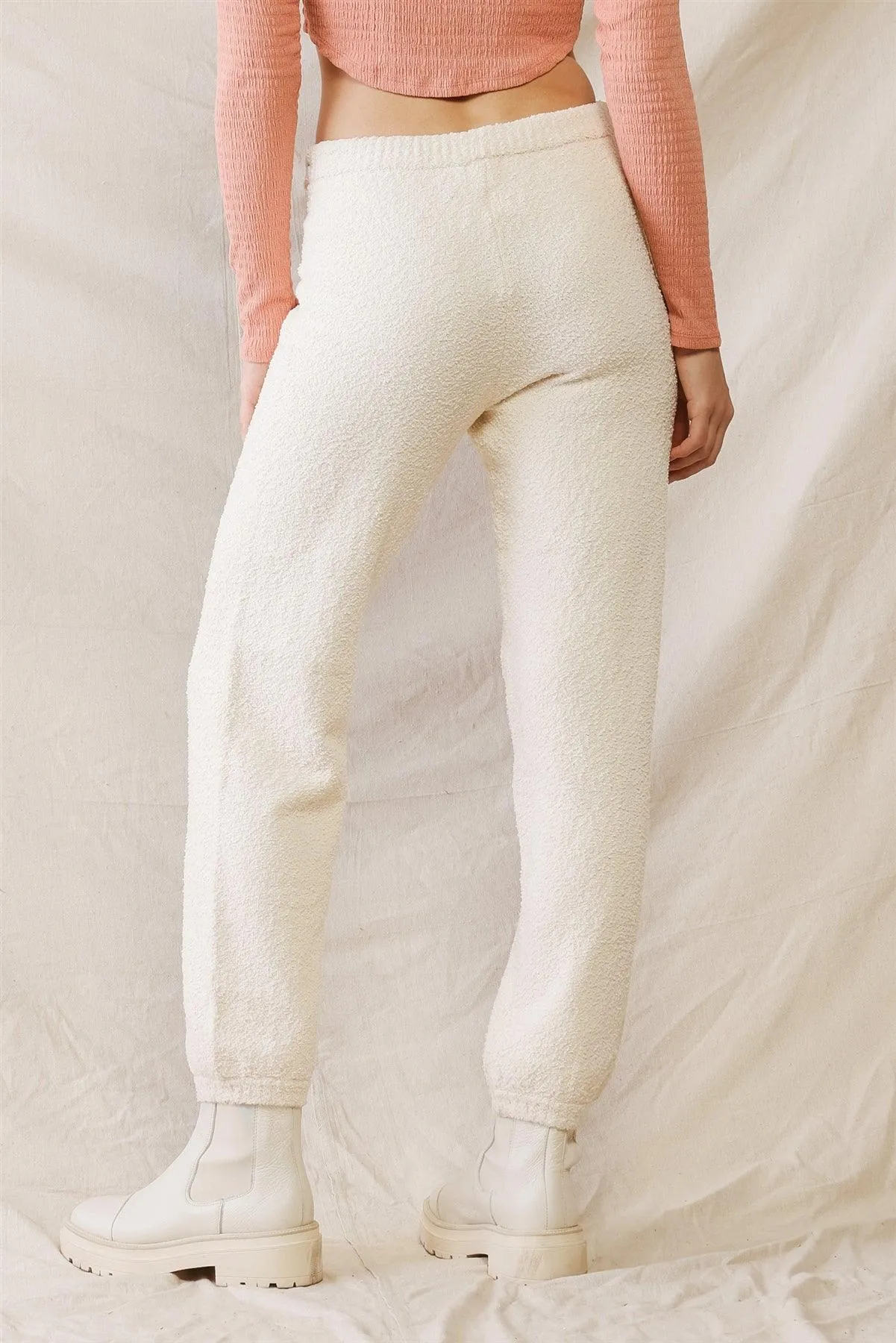 Cream Soft To Touch Elasticized Waist Pants /2-2