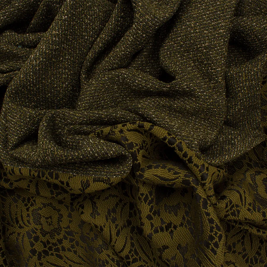 Dark Green Chenille Brocade