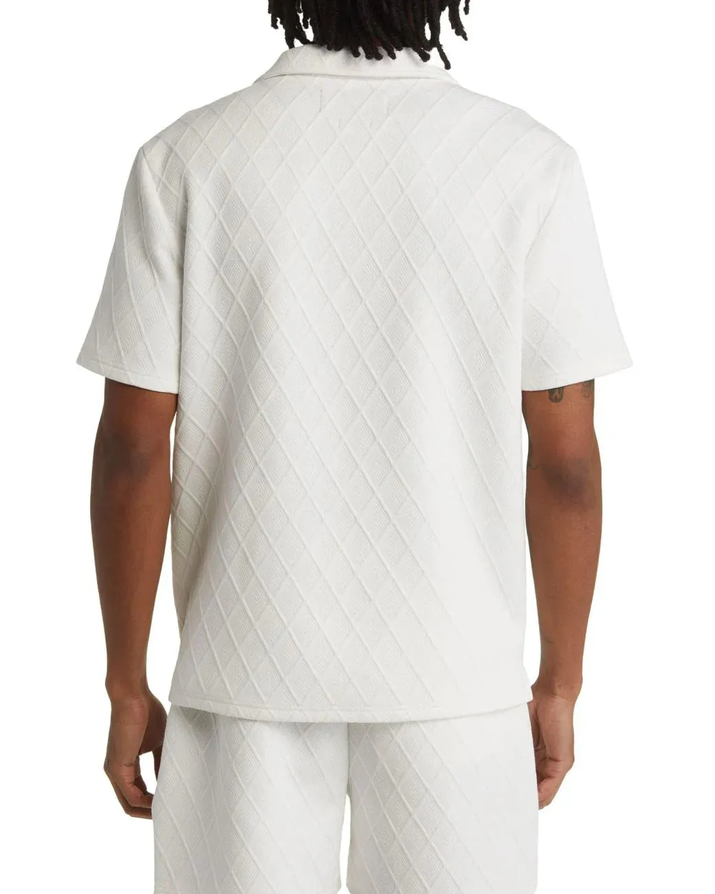 Diamond Jacquard Jersey Polo (White)