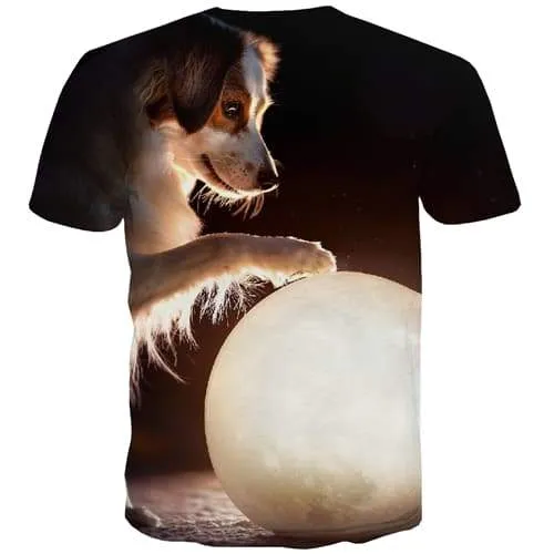 Dog T-shirt Men Animal Shirt Print Galaxy Tshirt Printed Ball T-shirts Graphic Lovely Tshirts Casual