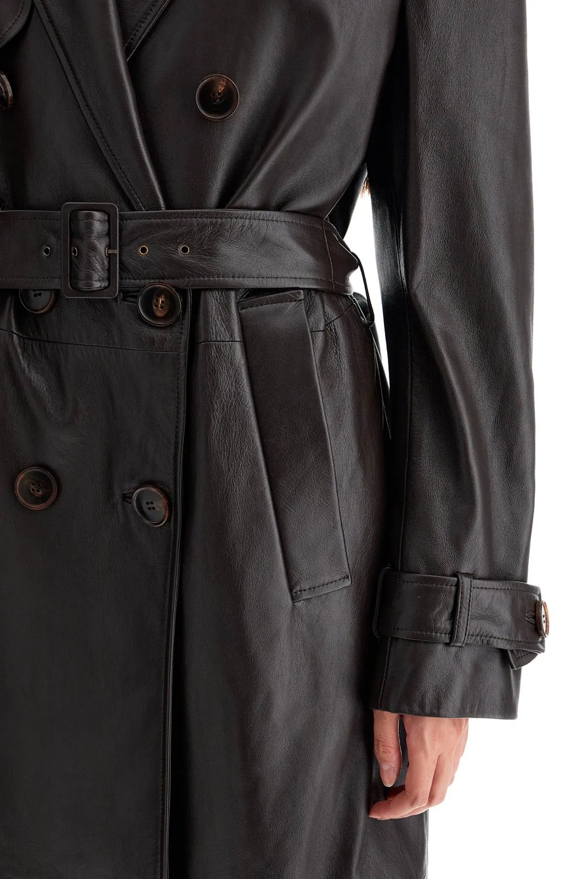 double-breasted nappa leather