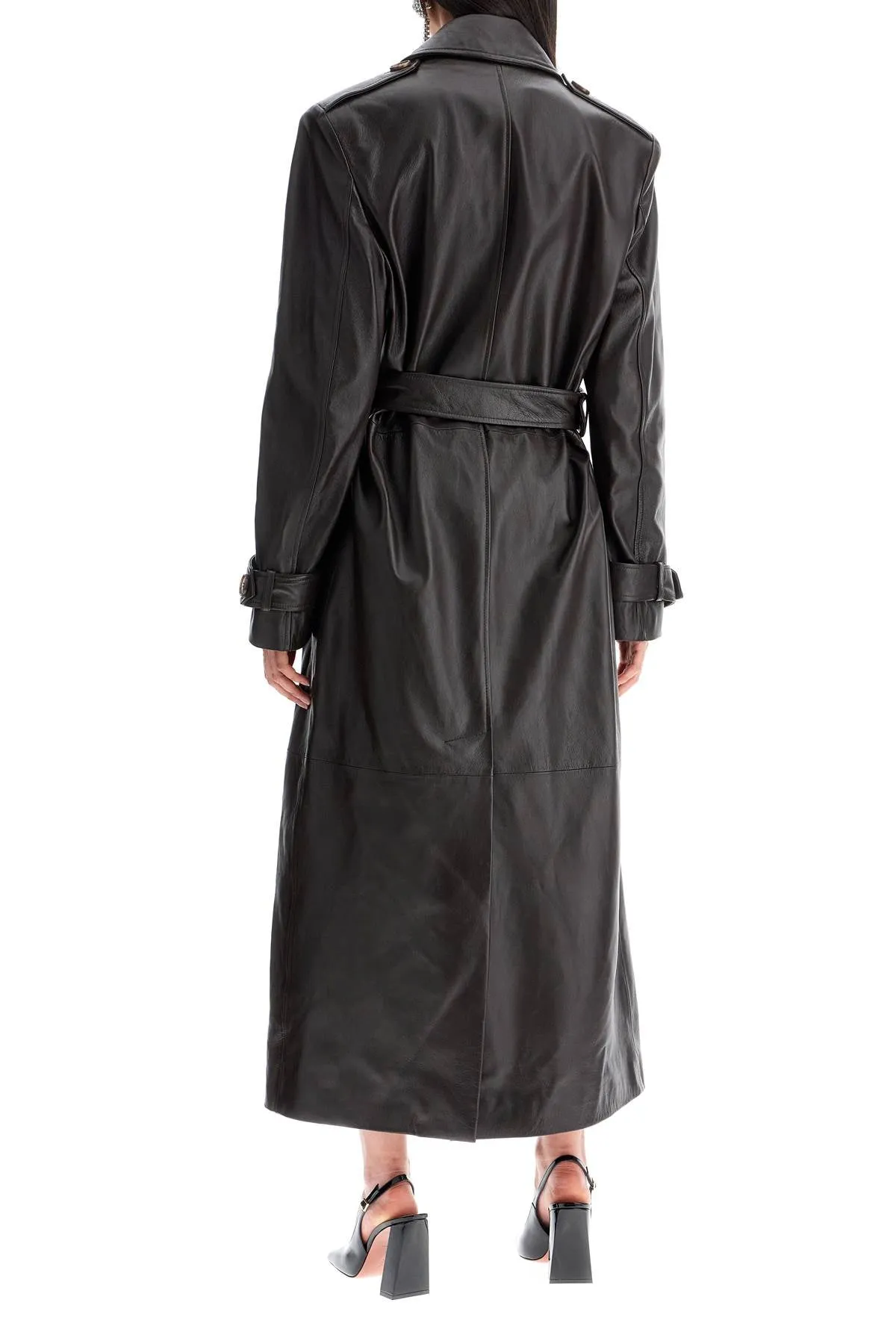 double-breasted nappa leather