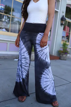 Dreamcatcher Tie Dye Palazzo Pants - Charcoal Grey