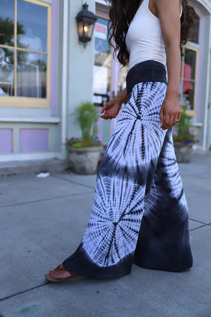 Dreamcatcher Tie Dye Palazzo Pants - Charcoal Grey