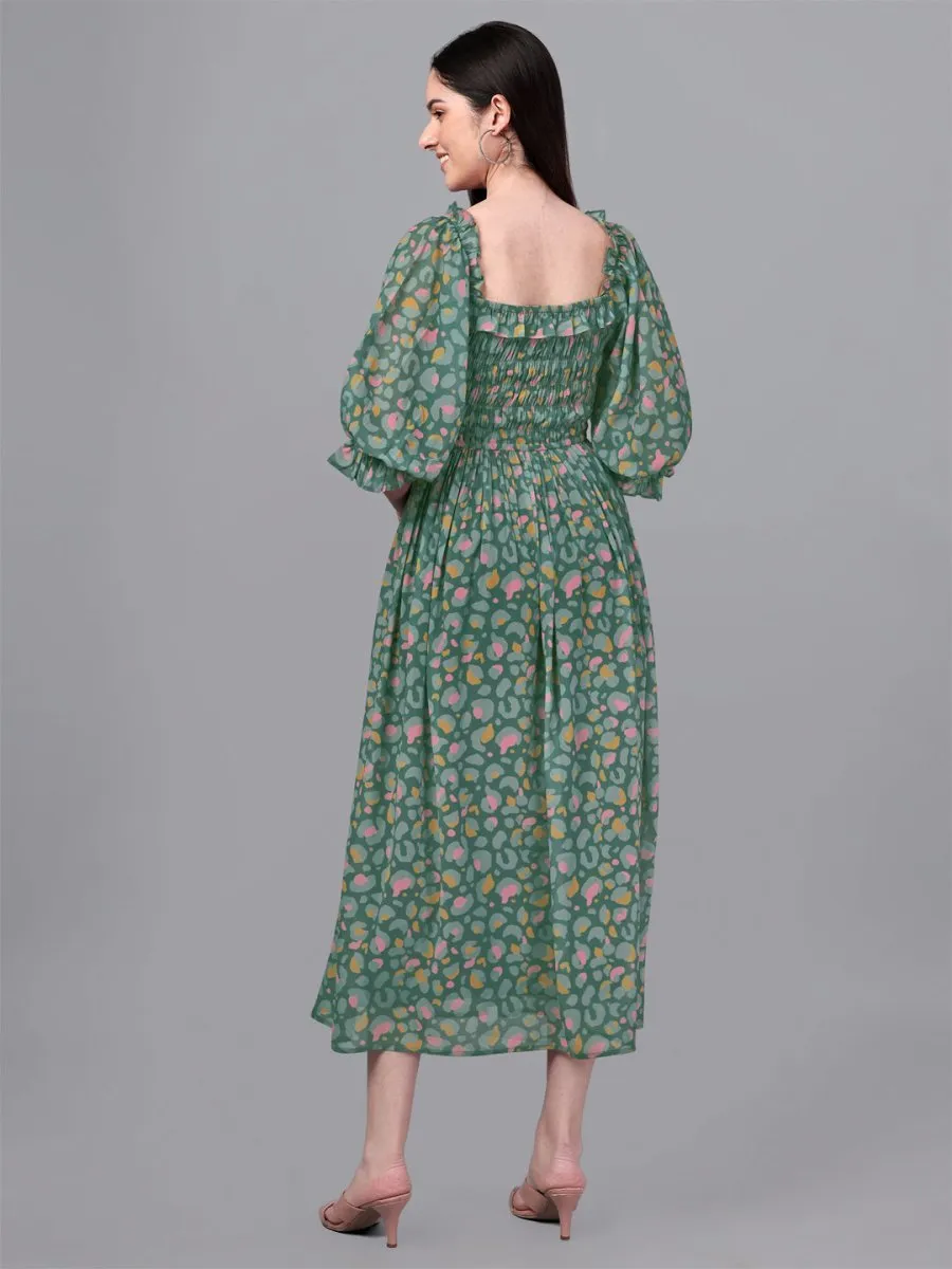 dresses for Women western wear Green Maxi Dress