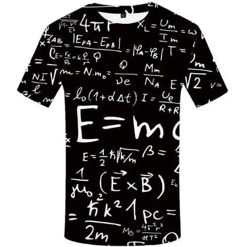 Einstein T-shirt Men Math Science T shirts Funny Black Tshirt Anime Character Tshirt Printed Gothic Tshirts Novelty Short Sleeve