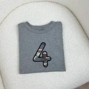 Embroidered Initial Camo Patch Kids T-shirts
