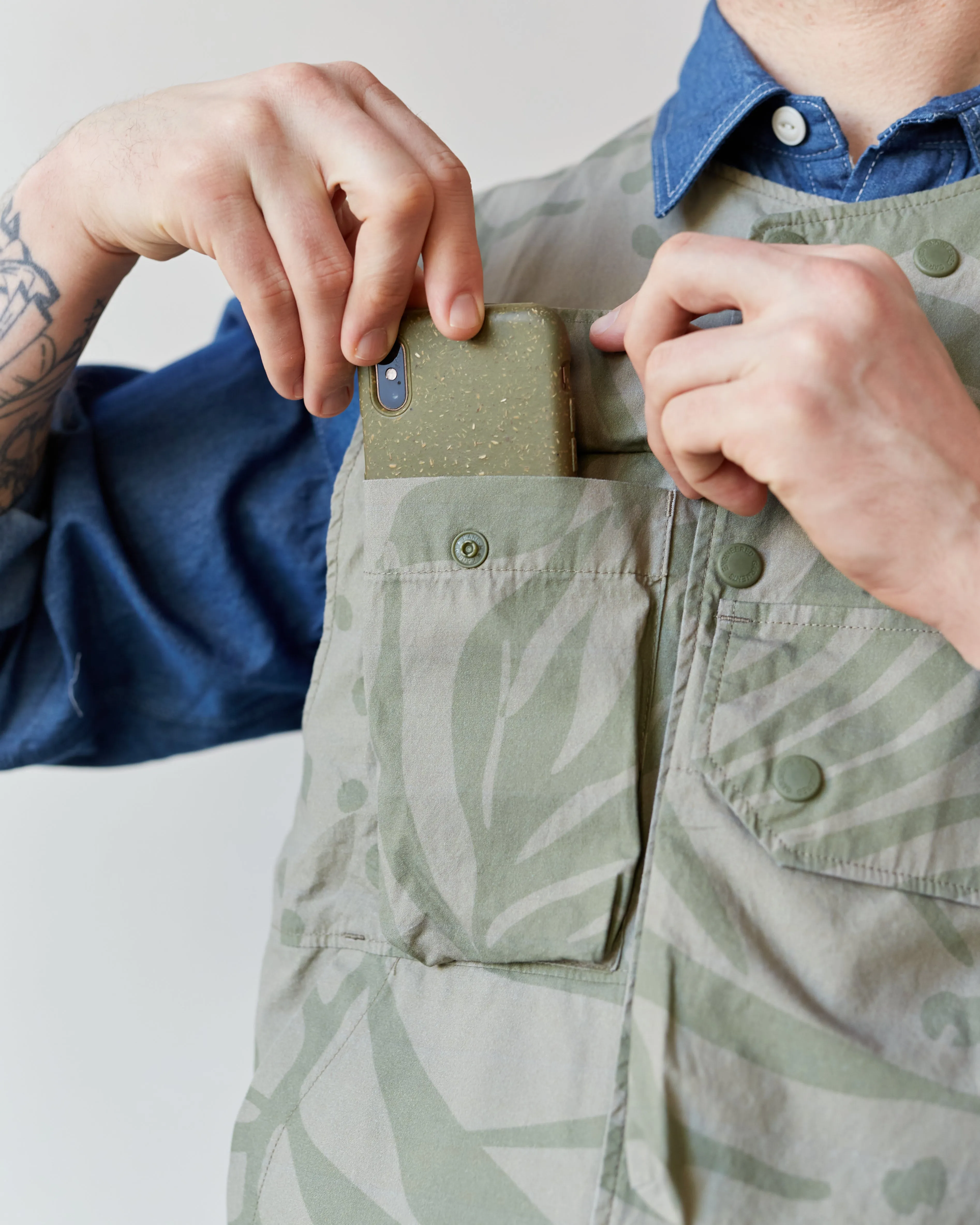 Engineered Garments Cover Vest, Khaki/Olive