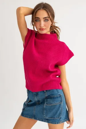 Explore More Collection - Turtle Neck Power Shoulder Sweater Vest