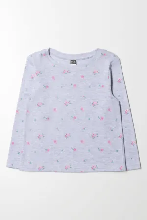 Floral Long Sleeve T-Shirt Grey