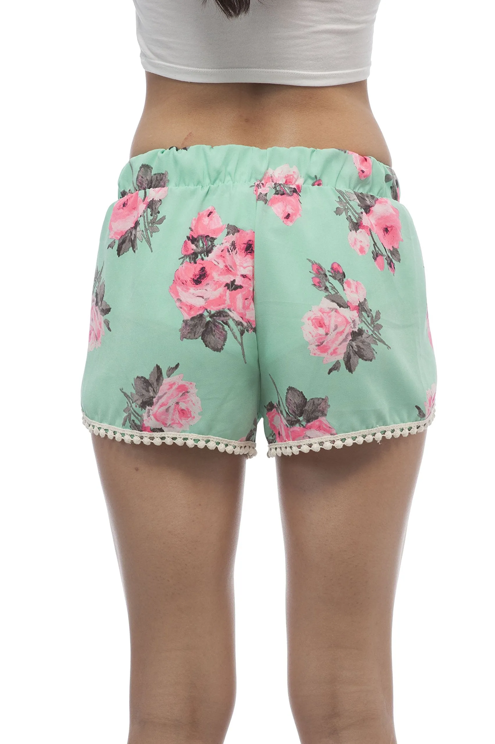Floral Print Crochet Trim Shorts