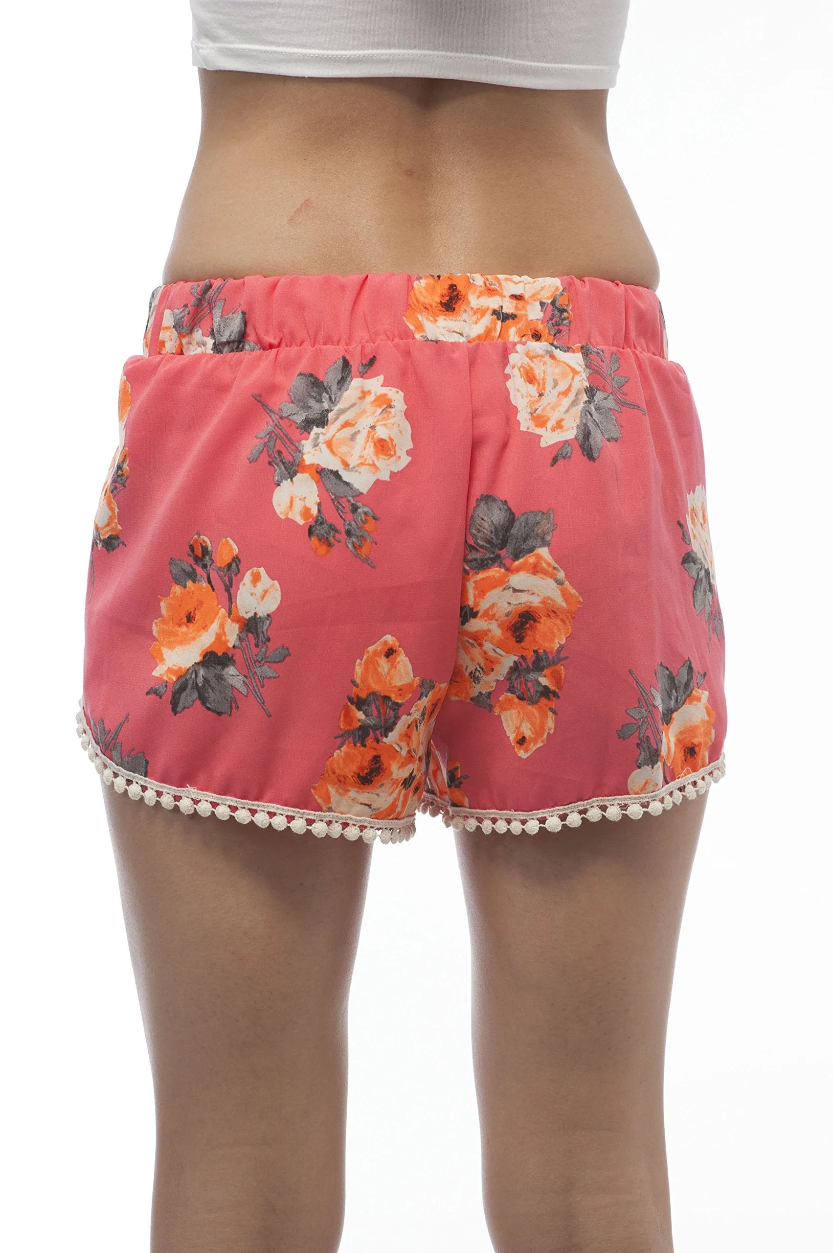Floral Print Crochet Trim Shorts