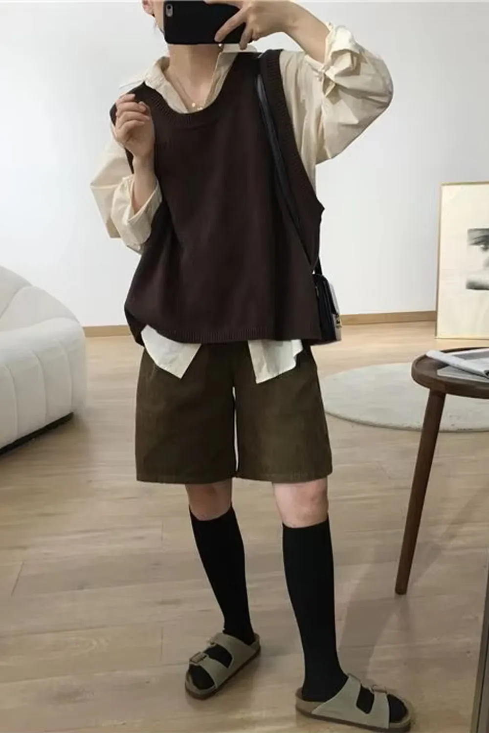 Flytonn-cute winter outfits casual winter outfits christmas outfit party look inspos High Waist Loose Cozy Corduroy Shorts