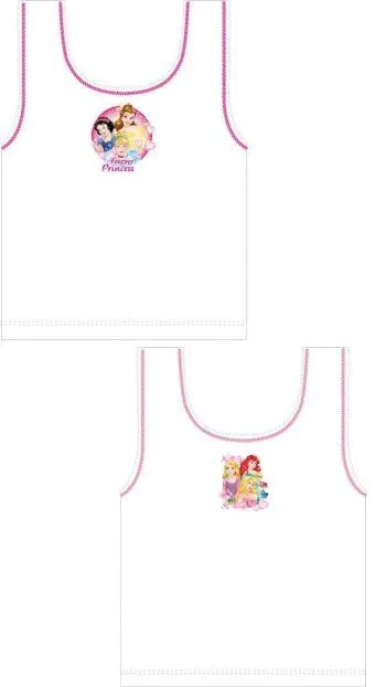 Girls Disney Forever Princess White 2 Pack Soft Cotton Underwear Vests