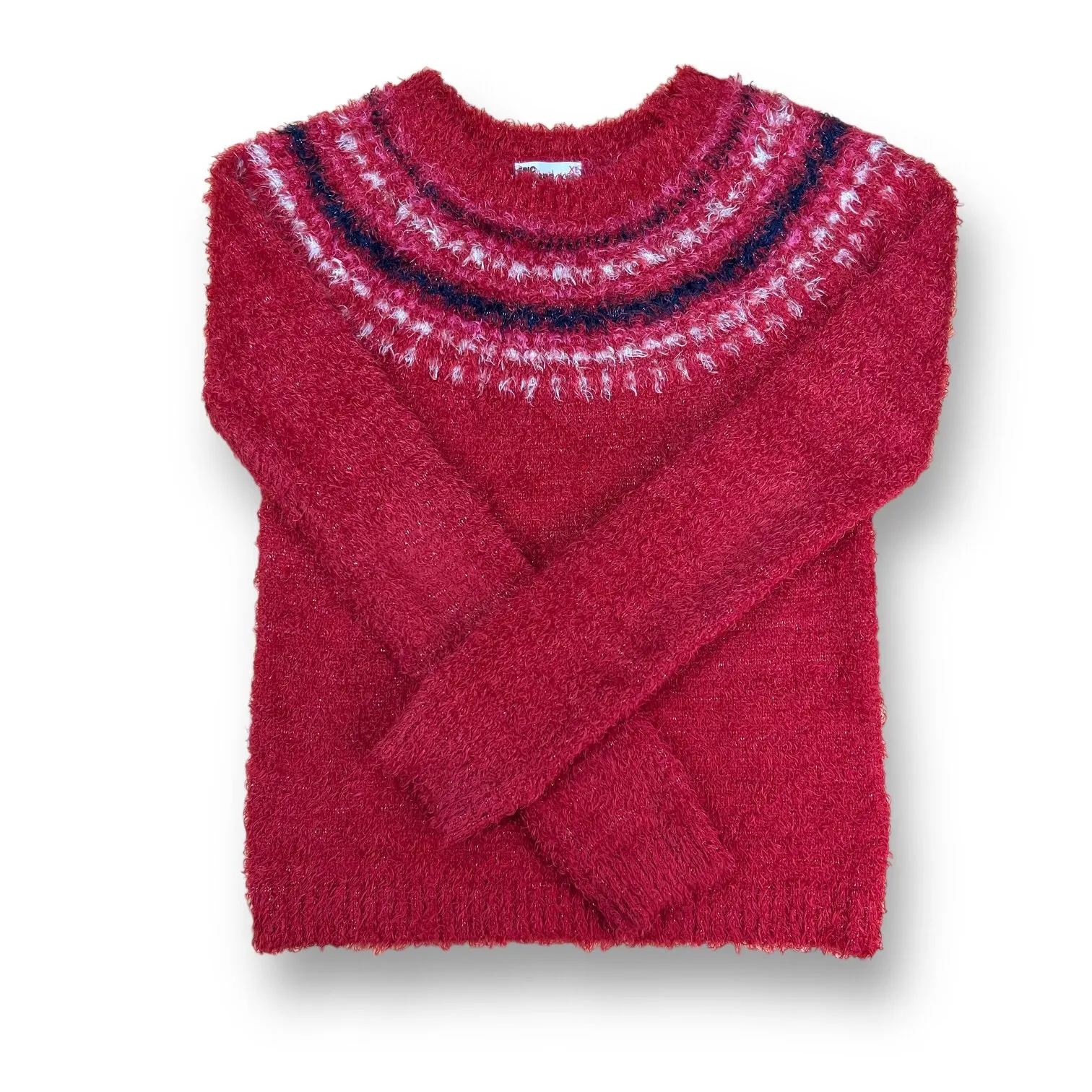 Girls Epic Threads Size 14/16 YXL Red Soft Faux Fur Shimmer Sweater