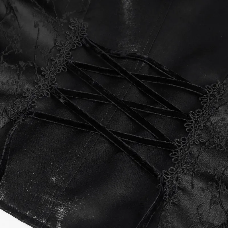 Gothic Floral Embroidered Waiscoat with Buttons / Vintage Women's Clothing with Lacing on Back