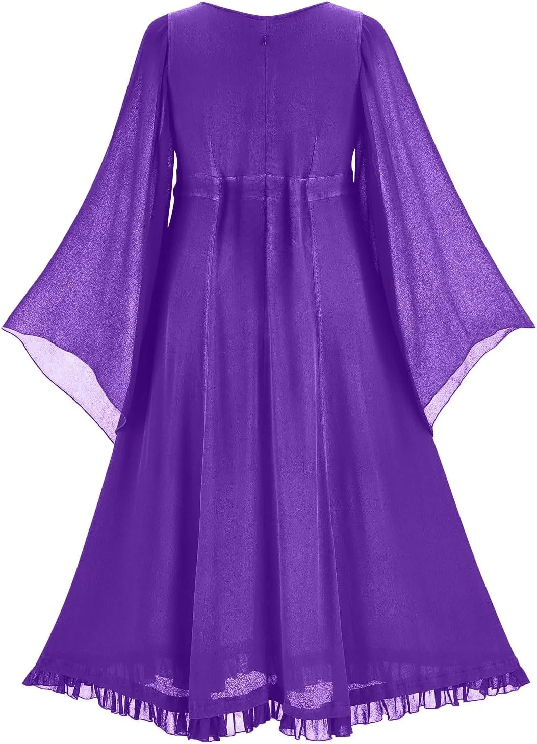 Gothic Mesh Midi Dress Women Flare Long Sleeves Dresses Ladies V-Neck Dress Punk Pleated Skirt Goth Medieval Costume