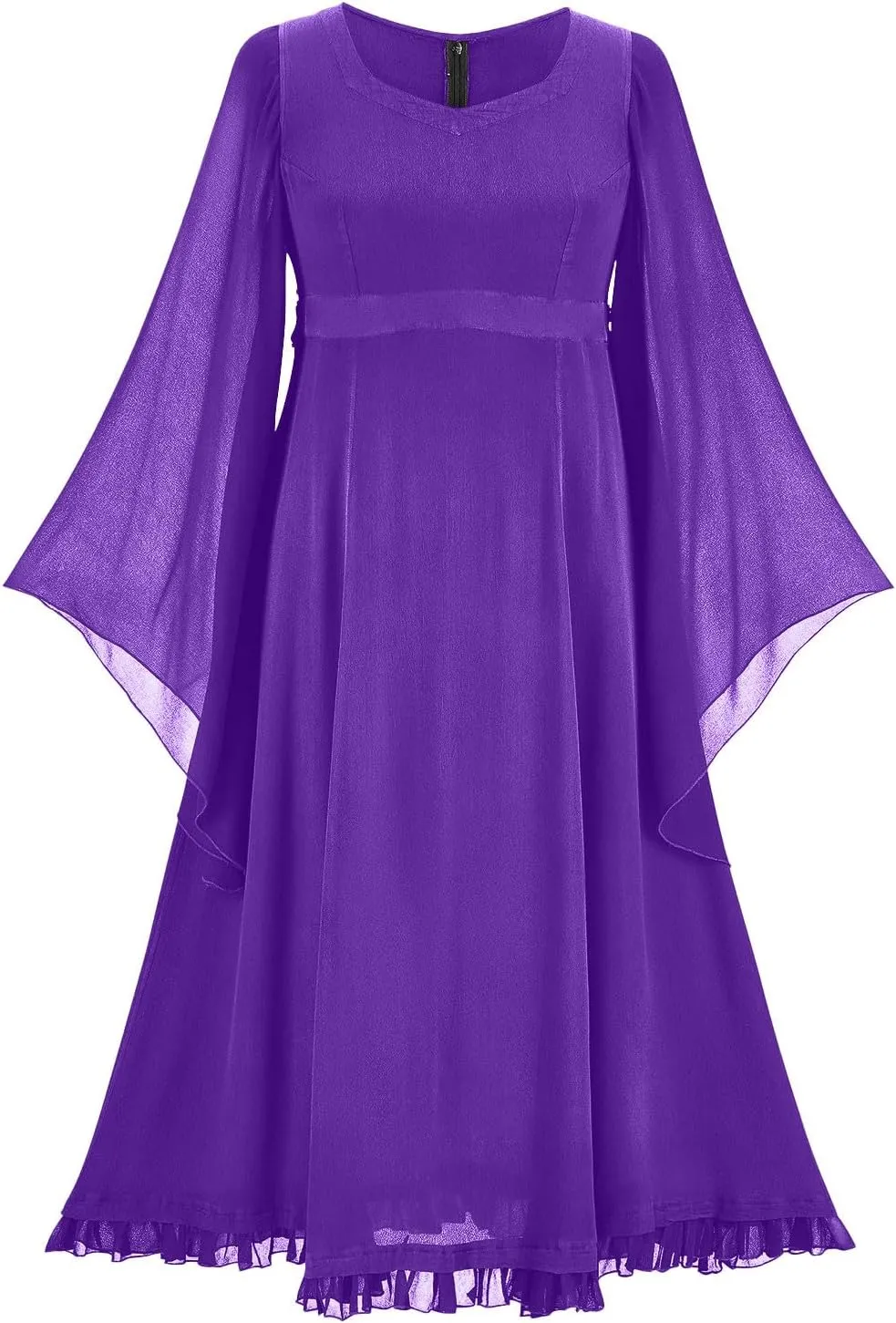 Gothic Mesh Midi Dress Women Flare Long Sleeves Dresses Ladies V-Neck Dress Punk Pleated Skirt Goth Medieval Costume