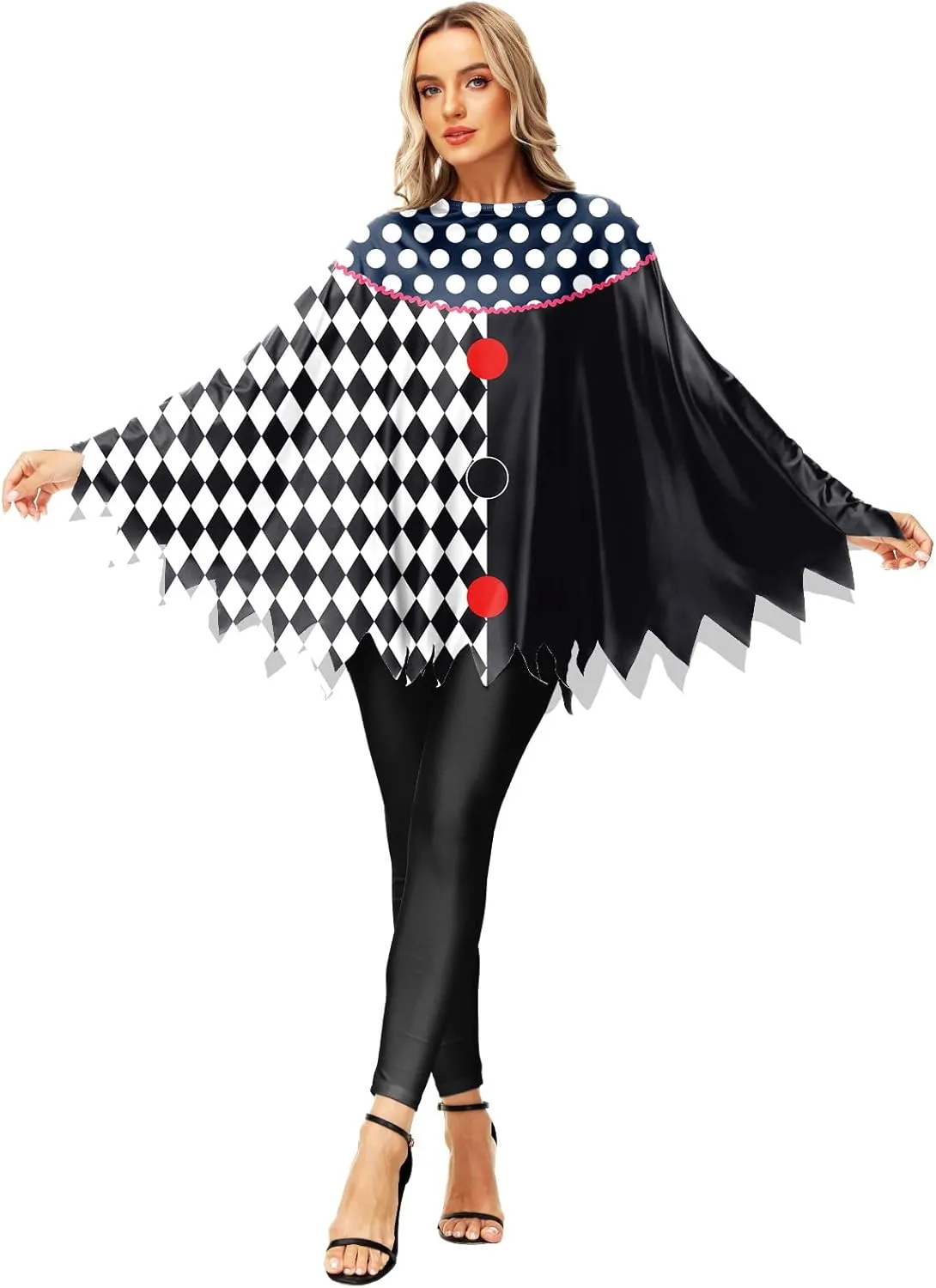 Halloween Pumpkin Costume Spider Web Skeleton Poncho Cloak