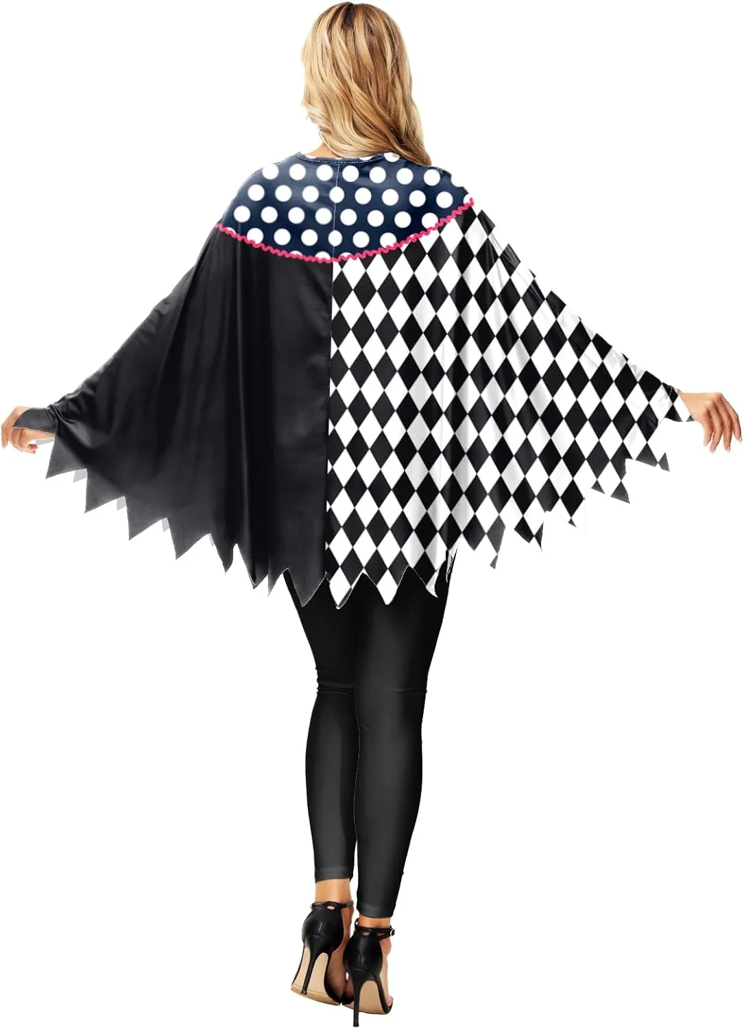 Halloween Pumpkin Costume Spider Web Skeleton Poncho Cloak