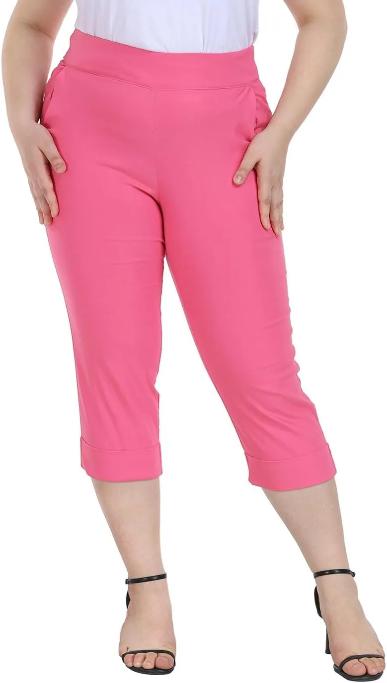 HDE Plus Size Pull On Capris for Women