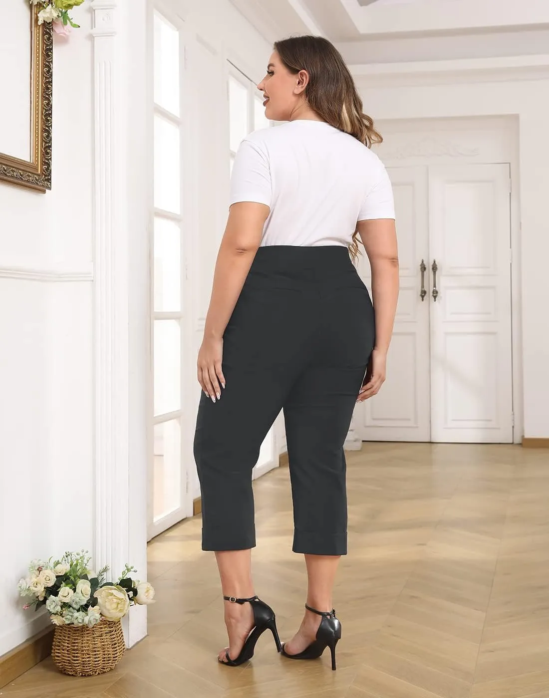 HDE Plus Size Pull On Capris for Women