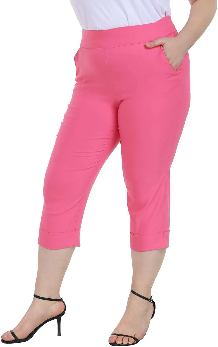 HDE Plus Size Pull On Capris for Women